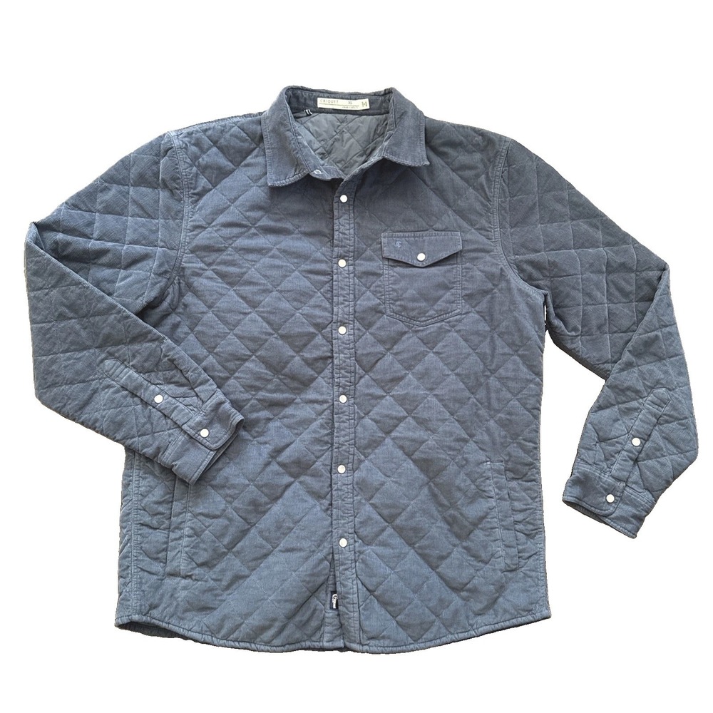 Criquet Pearl Snap Shacket Men XL Slate Blue Quilted Western Insulated Jacket